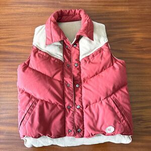 Vintage 1970’s Camel Reversible Ski Vest Men Medium Corduroy Goose Down Rust Tan